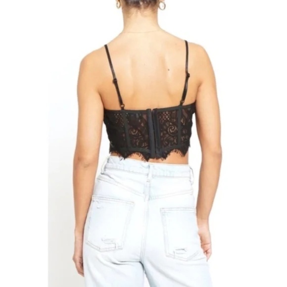 Sexy Black Eyelash Lace Cropped Women's Bralette - Picture 3 of 4